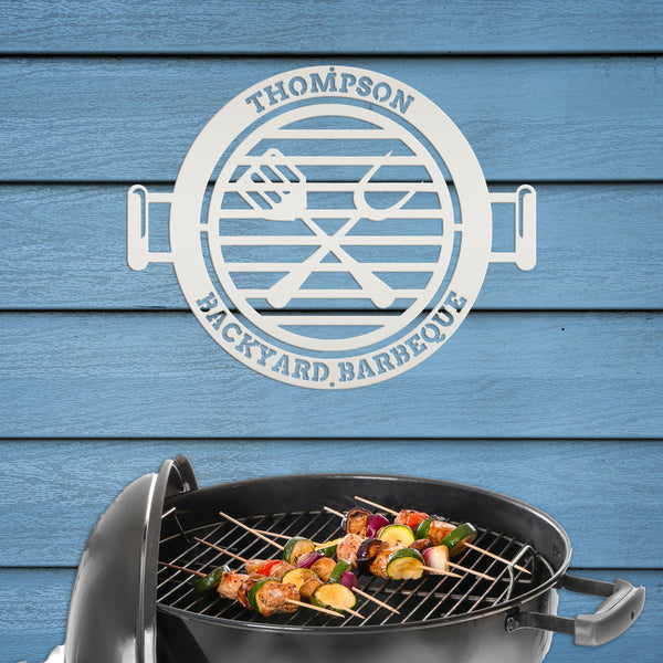 Backyard Barbeque Grill Family Name Sign