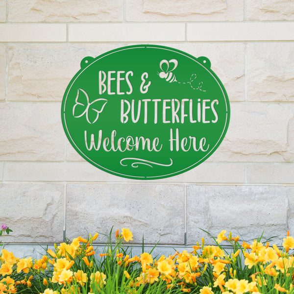 Bees & Butterflies Welcome Sign, Spring Bees and Butterflies Yard Sign, Sign for Spring Garden, Garden Sign with Bees and Butterflies, Bee Gift, Butterfly Gift