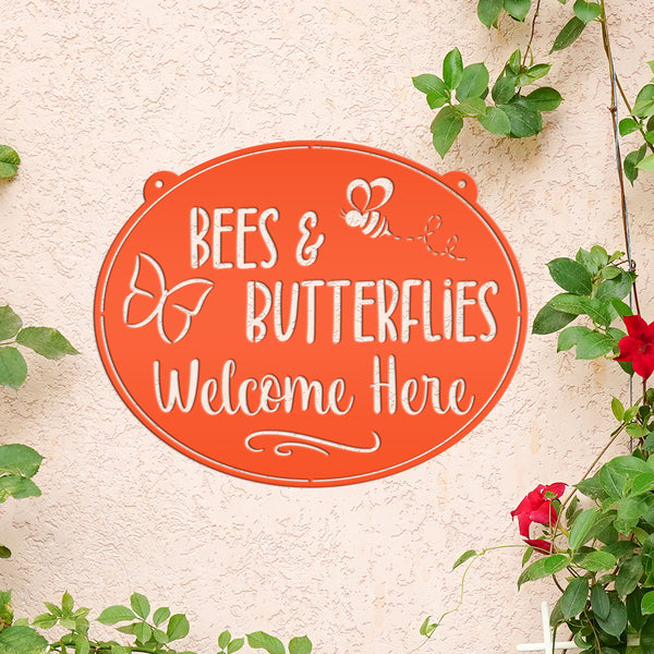 Bees & Butterflies Welcome Sign, Spring Bees and Butterflies Yard Sign, Sign for Spring Garden, Garden Sign with Bees and Butterflies, Bee Gift, Butterfly Gift