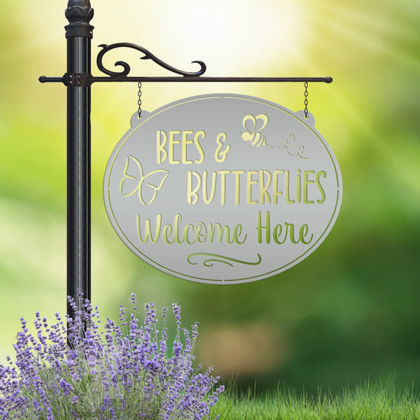 Bees & Butterflies Welcome Sign, Spring Bees and Butterflies Yard Sign, Sign for Spring Garden, Garden Sign with Bees and Butterflies, Bee Gift, Butterfly Gift