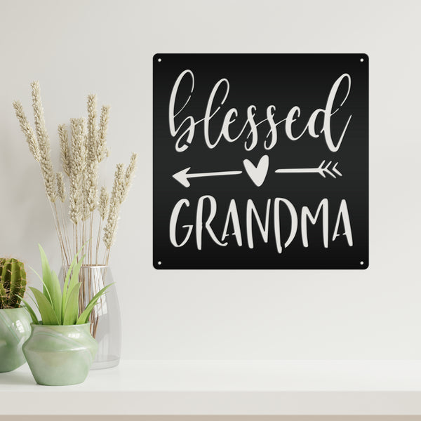 Blessed Grandma Heart Arrow Metal Sign