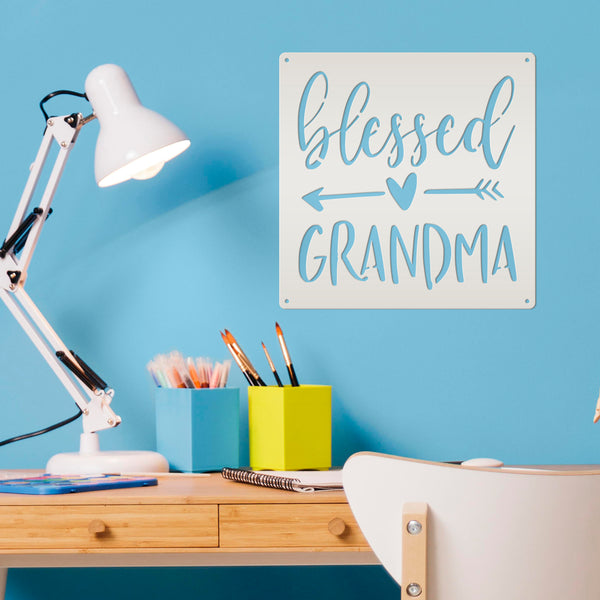 Blessed Grandma Heart Arrow Metal Sign