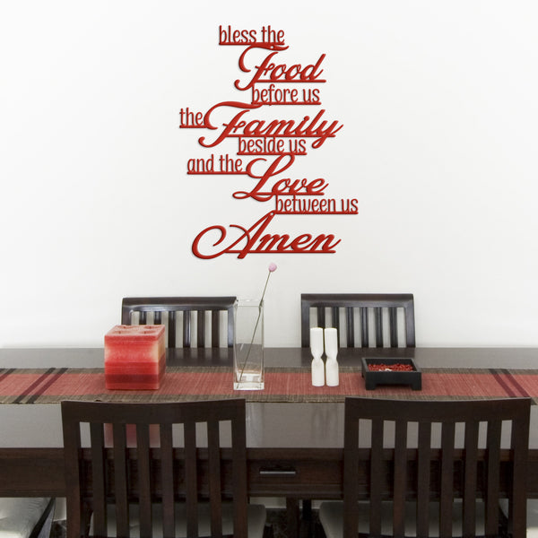 Bless Food, Family, Love Between Us Amen Home Decor Sign