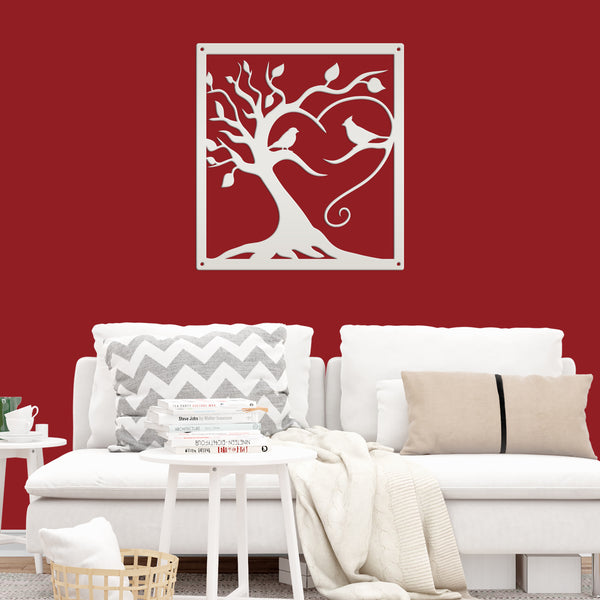 Decorative Tree with Birds Square Metal Sign