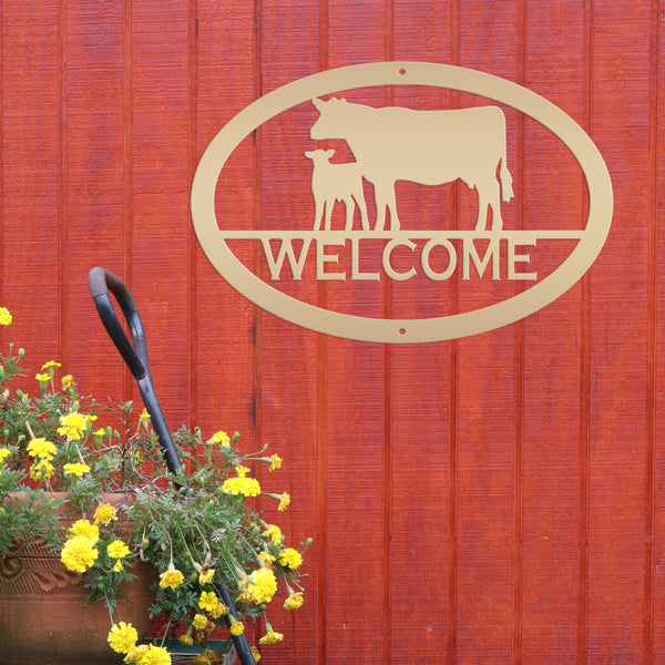 Cow and Calf Welcome Sign, Cow Metal Sign, Cow Decor, Cow Art , Cow Gift, Cow Wall Art, Farmhouse Wall Decor