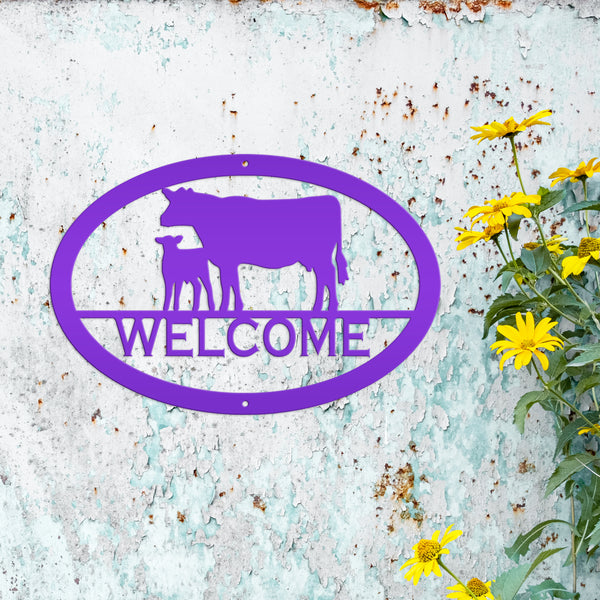 Cow and Calf Welcome Sign, Cow Metal Sign, Cow Decor, Cow Art , Cow Gift, Cow Wall Art, Farmhouse Wall Decor