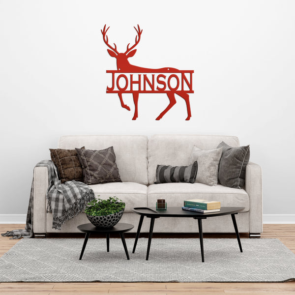 Personalized Deer Monogram Metal Sign