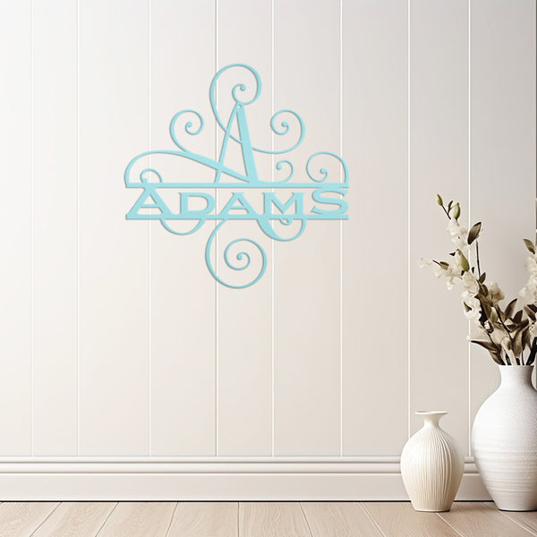 Custom Last Name Sign, Personalized Wedding Gift, Swirled Name Sign