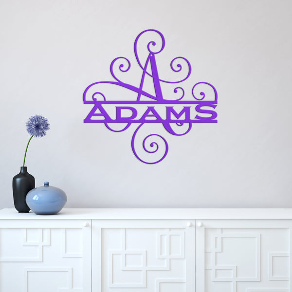 Custom Last Name Sign, Personalized Wedding Gift, Swirled Name Sign