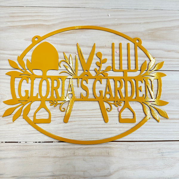 Personalized Garden Sign with Garden Tools, Hanging Garden Sign, Garden Tool Sign for the Vegetable Garden, Garden Art for the Patio, Garden Tool Signs & Wall Decor