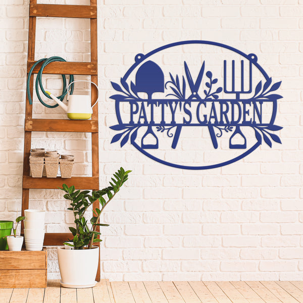 Personalized Garden Sign with Garden Tools, Hanging Garden Sign, Garden Tool Sign for the Vegetable Garden, Garden Art for the Patio, Garden Tool Signs & Wall Decor