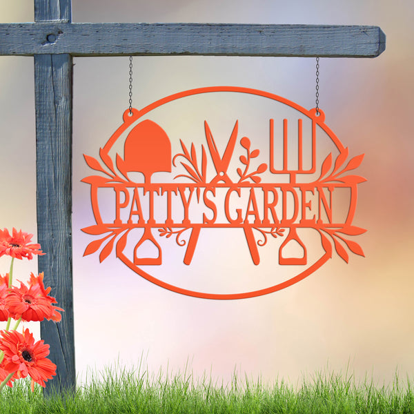 Personalized Garden Sign with Garden Tools, Hanging Garden Sign, Garden Tool Sign for the Vegetable Garden, Garden Art for the Patio, Garden Tool Signs & Wall Decor