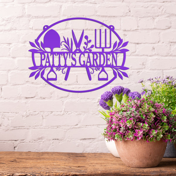 Personalized Garden Sign with Garden Tools, Hanging Garden Sign, Garden Tool Sign for the Vegetable Garden, Garden Art for the Patio, Garden Tool Signs & Wall Decor