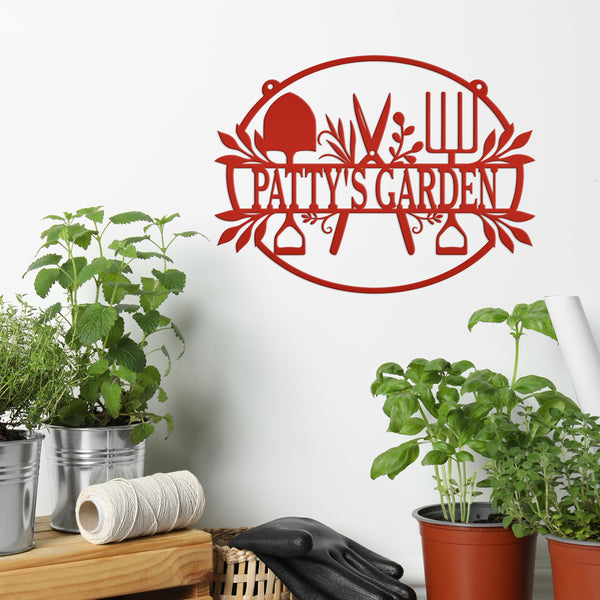 Personalized Garden Sign with Garden Tools, Hanging Garden Sign, Garden Tool Sign for the Vegetable Garden, Garden Art for the Patio, Garden Tool Signs & Wall Decor