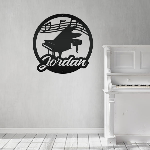 Custom Name Metal Piano Wall Art - Personalized Music Room Decor - Unique Kids Sign - Charming Wall Hanging - Music Teacher/Student Gifts