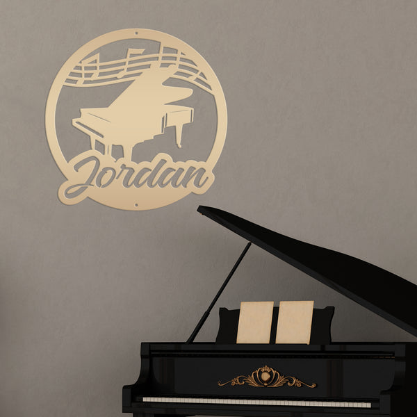 Custom Name Metal Piano Wall Art - Personalized Music Room Decor - Unique Kids Sign - Charming Wall Hanging - Music Teacher/Student Gifts