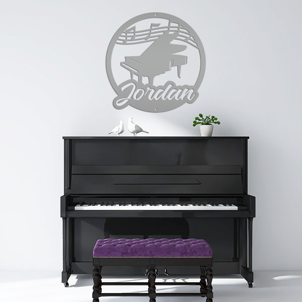 Custom Name Metal Piano Wall Art - Personalized Music Room Decor - Unique Kids Sign - Charming Wall Hanging - Music Teacher/Student Gifts