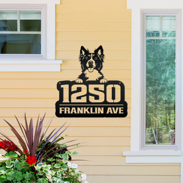 Personalized Dog Address Metal Sign - House Numbers-Dog Lovers-Dog Business Sign-Groomer Address Sign