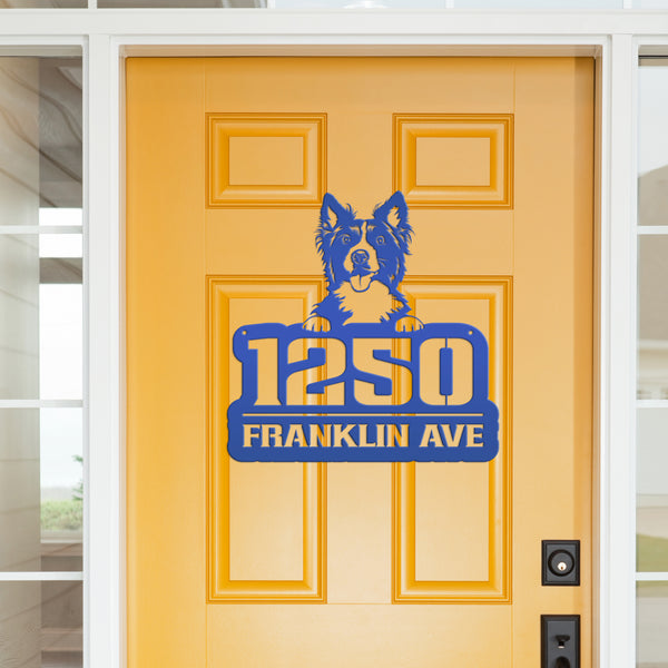 Personalized Dog Address Metal Sign - House Numbers-Dog Lovers-Dog Business Sign-Groomer Address Sign