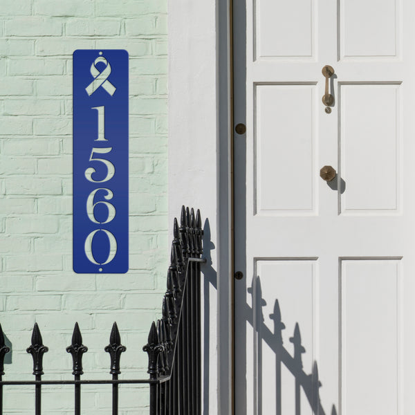 Personalized Cancer Ribbon Address Metal Sign - House Numbers