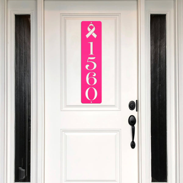 Personalized Cancer Ribbon Address Metal Sign - House Numbers