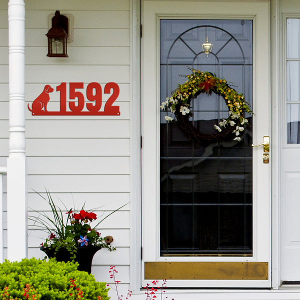 Personalized Dog Address Metal Sign - House Numbers- Dog Lovers -Business Sign-Dog Grooming Address Sign