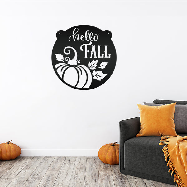 Autumn Seasonal Greetings Outdoor Metal Sign - Handmade Farmhouse Home Decor - Thanksgiving Entryway Art - Fall Leaves Festive Decoration