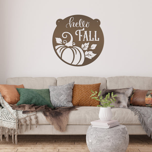 Autumn Seasonal Greetings Outdoor Metal Sign - Handmade Farmhouse Home Decor - Thanksgiving Entryway Art - Fall Leaves Festive Decoration