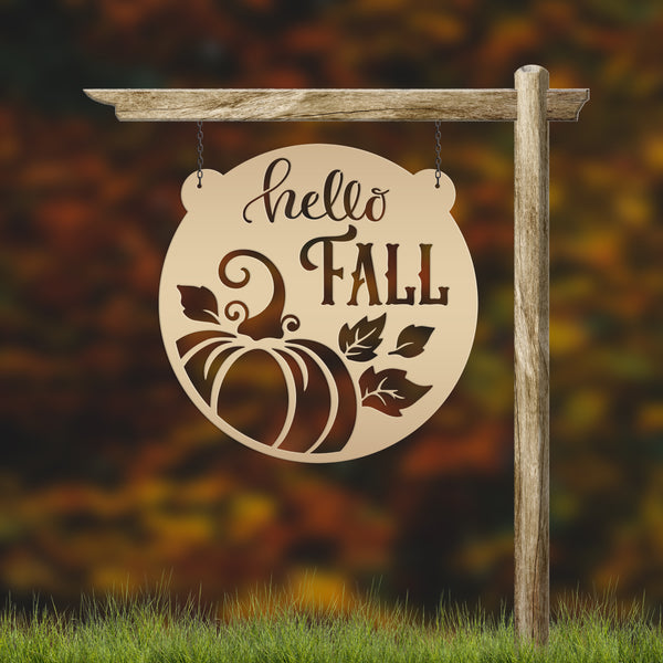 Autumn Seasonal Greetings Outdoor Metal Sign - Handmade Farmhouse Home Decor - Thanksgiving Entryway Art - Fall Leaves Festive Decoration