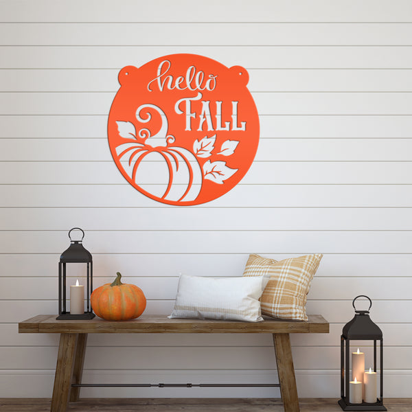 Autumn Seasonal Greetings Outdoor Metal Sign - Handmade Farmhouse Home Decor - Thanksgiving Entryway Art - Fall Leaves Festive Decoration