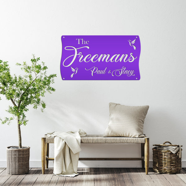 Personalized Hummingbird Family Name Metal Sign, Family Name Sign Home Decor, Hummingbird Family Sign, Hummingbird Sign with Family Name Sign Wall Home Decor