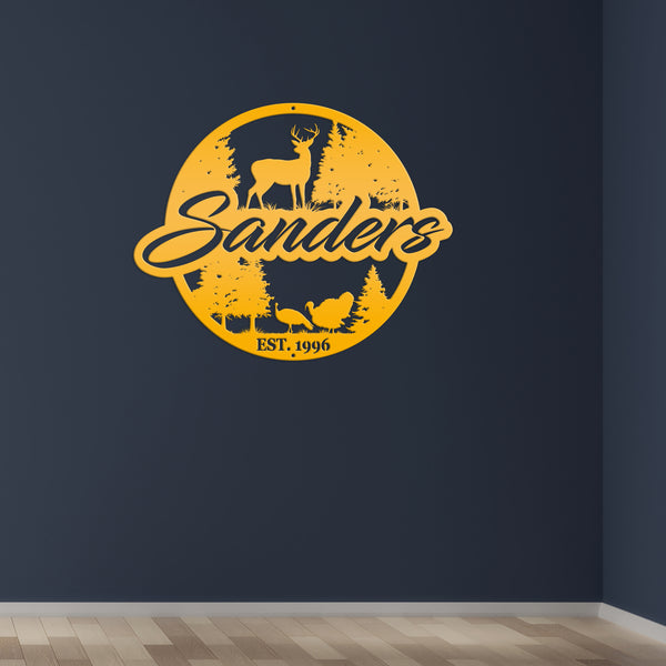 Custom Hunting Scene Sign-Personalized Hunting Sign for Cabin-Club-Organization-Garage-Shop-Gift for Father's Day