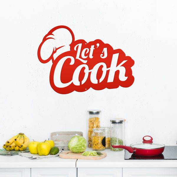 Let's Cook Kitchen Metal Sign