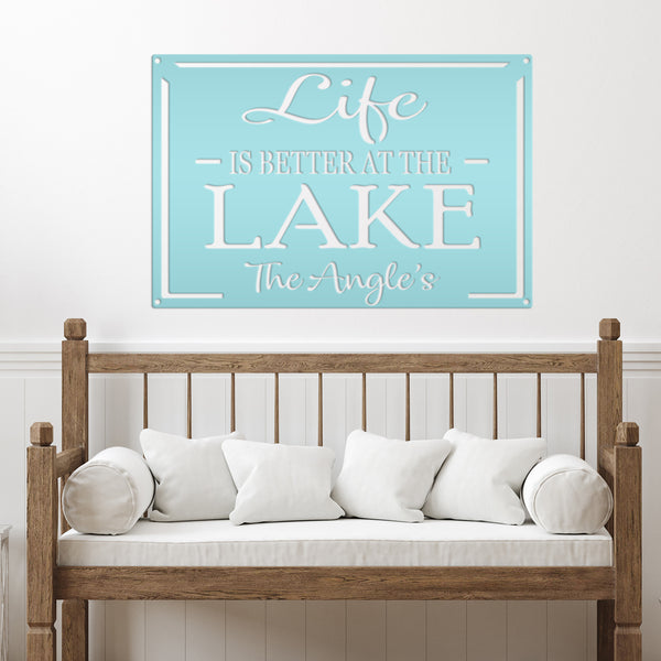 Personalized Family Name Life Is Better At The Lake Metal Sign