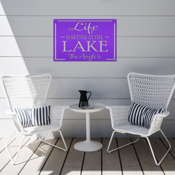 Personalized Family Name Life Is Better At The Lake Metal Sign