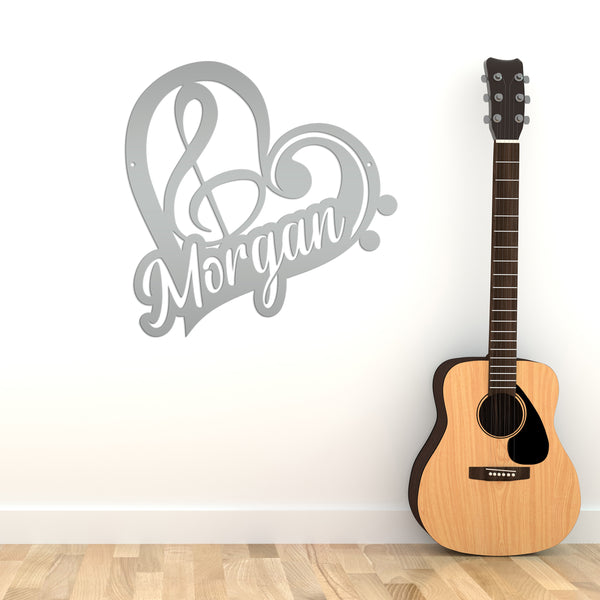 Metal Music Note Sign for the Music Lover, Custom Music Heart with Name, Unique Music Teacher or Student Gift Idea, Cute Personalized Signs