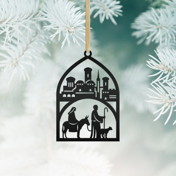 Holiday Metal Nativity Decor - Elegant Advent Decorations - Manger Scene Metal Ornament - Stocking Stuffer Gifts - Unique Christmas Trinket