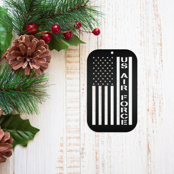 Military Veteran Christmas Decoration - Armed Services Holiday Keepsake - Metal American Flag Decor - Patriotic Seasonal Stocking Stuffers