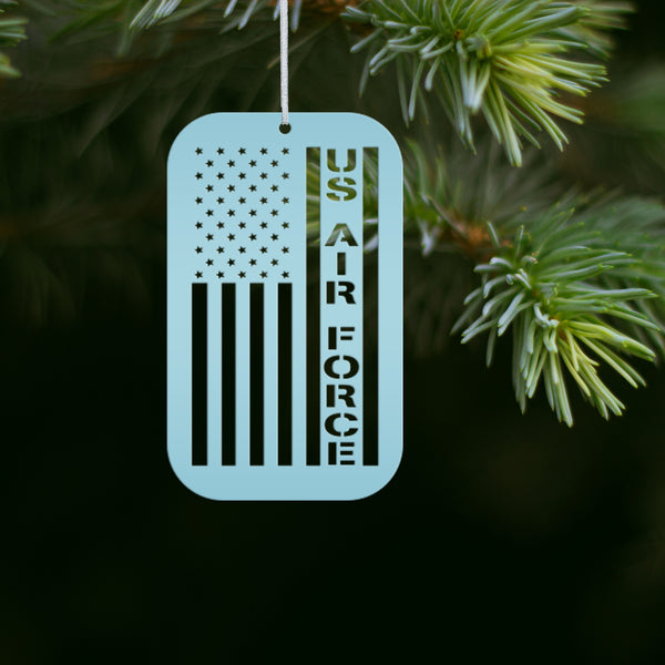 Military Veteran Christmas Decoration - Armed Services Holiday Keepsake - Metal American Flag Decor - Patriotic Seasonal Stocking Stuffers