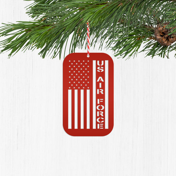 Military Veteran Christmas Decoration - Armed Services Holiday Keepsake - Metal American Flag Decor - Patriotic Seasonal Stocking Stuffers