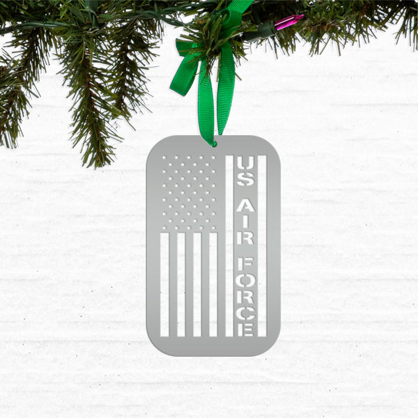 Military Veteran Christmas Decoration - Armed Services Holiday Keepsake - Metal American Flag Decor - Patriotic Seasonal Stocking Stuffers