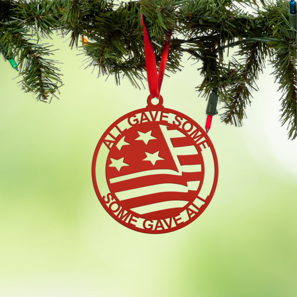 Patriotic All Gave Some; Some Gave All American Veteran Metal Christmas Ornament