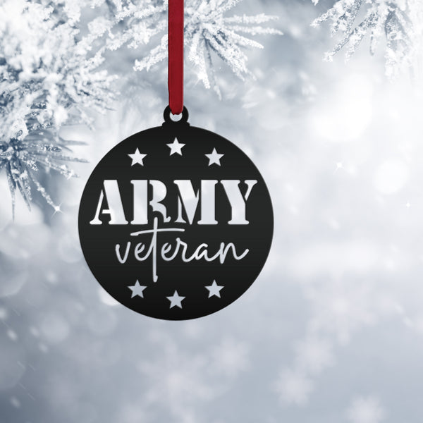 Army Veteran Decorative Metal Ornament - USA Military Vet Trinket - Metal Patriotic Decor - Christmas Stocking Stuffers - Gift for Grandpa