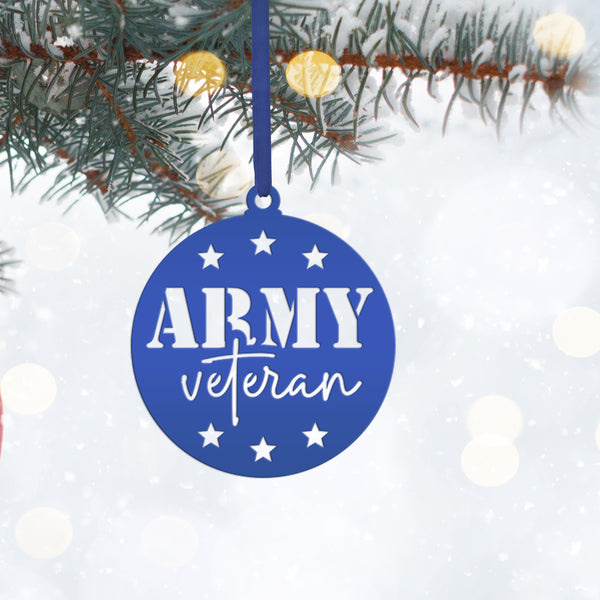 Army Veteran Decorative Metal Ornament - USA Military Vet Trinket - Metal Patriotic Decor - Christmas Stocking Stuffers - Gift for Grandpa