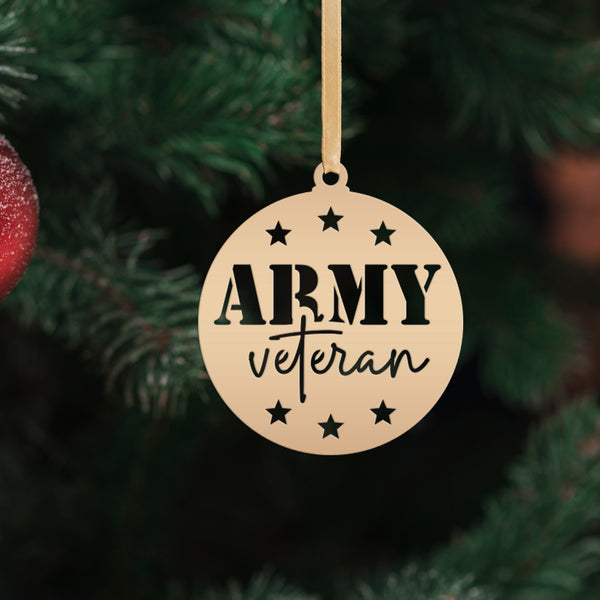 Army Veteran Decorative Metal Ornament - USA Military Vet Trinket - Metal Patriotic Decor - Christmas Stocking Stuffers - Gift for Grandpa