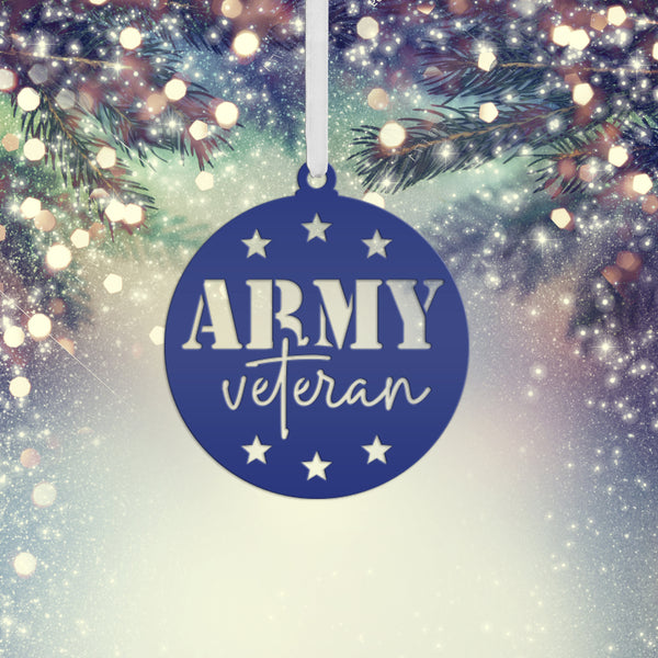 Army Veteran Decorative Metal Ornament - USA Military Vet Trinket - Metal Patriotic Decor - Christmas Stocking Stuffers - Gift for Grandpa