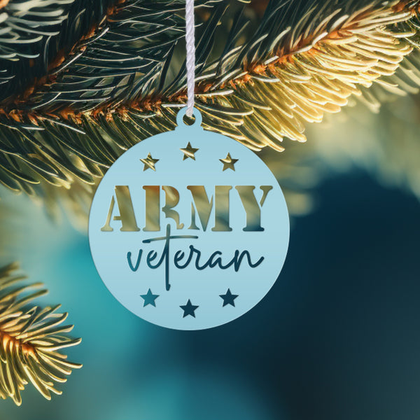 Army Veteran Decorative Metal Ornament - USA Military Vet Trinket - Metal Patriotic Decor - Christmas Stocking Stuffers - Gift for Grandpa