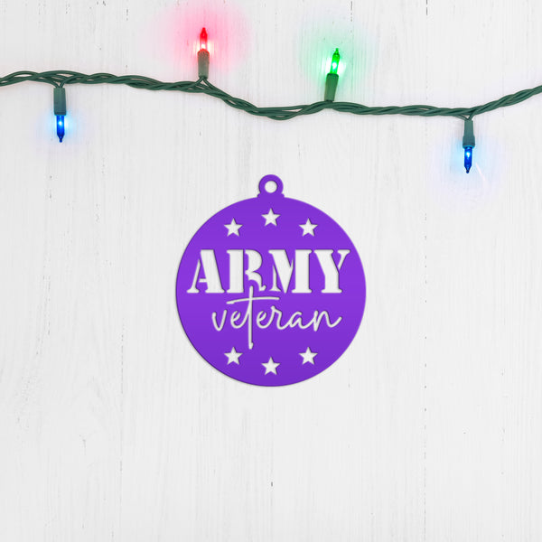 Army Veteran Decorative Metal Ornament - USA Military Vet Trinket - Metal Patriotic Decor - Christmas Stocking Stuffers - Gift for Grandpa