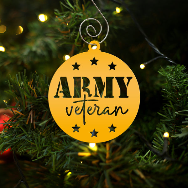 Army Veteran Decorative Metal Ornament - USA Military Vet Trinket - Metal Patriotic Decor - Christmas Stocking Stuffers - Gift for Grandpa