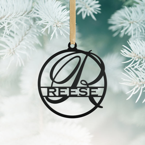 Personalized Round Monogram Metal Christmas/Holiday Ornament